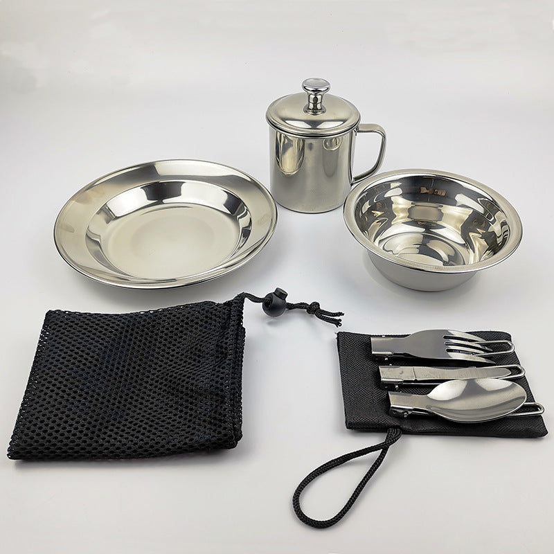 Elevate Your Outdoor Dining Experience with Our Stainless Steel Tableware Set